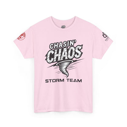 Chaos Storm Team Tee, Unisex Cotton T-Shirt for Storm Chasers, Adventure Shirt, Trending QR Code Apparel, Gift for Weather Enthusiasts
